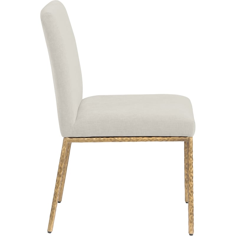 Meridian Furniture Reeves Cream Chenille Fabric Dining Side Chair (Set of 2)