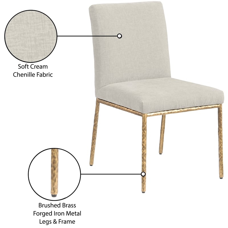 Meridian Furniture Reeves Cream Chenille Fabric Dining Side Chair (Set of 2)