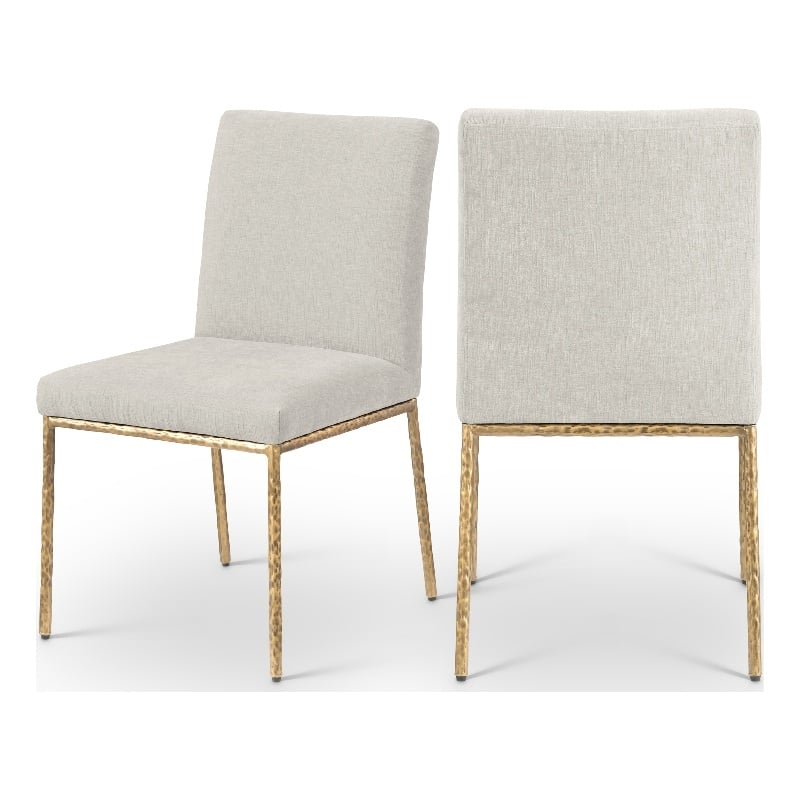 Meridian Furniture Reeves Cream Chenille Fabric Dining Side Chair (Set of 2)