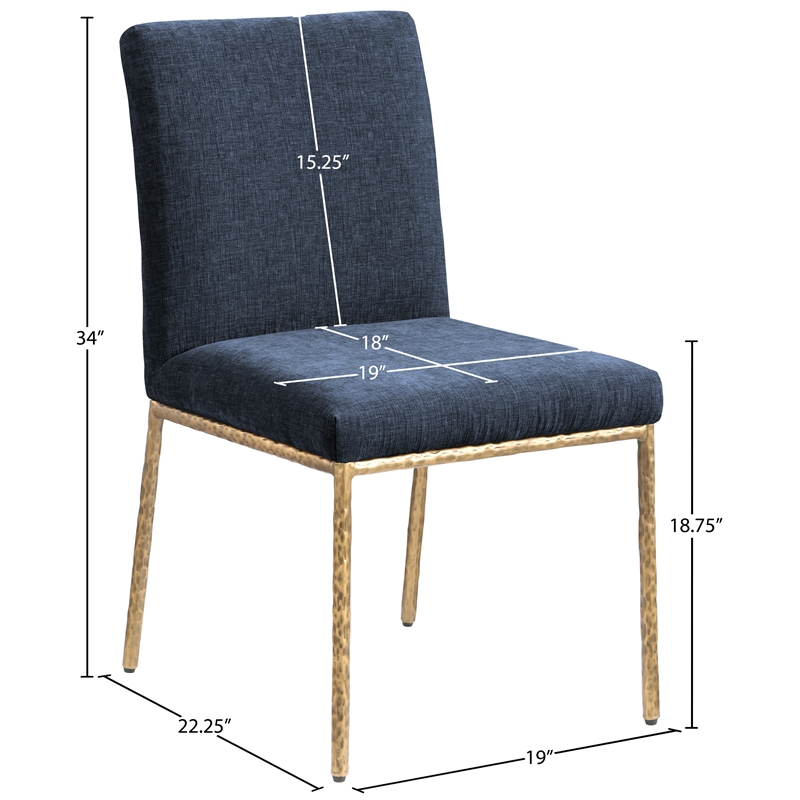 Meridian Furniture Reeves Navy Chenille Fabric Dining Side Chair (Set of 2)