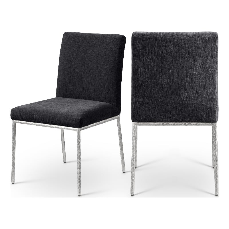Meridian Furniture Reeves Black Chenille Fabric Dining Side Chair (Set of 2)
