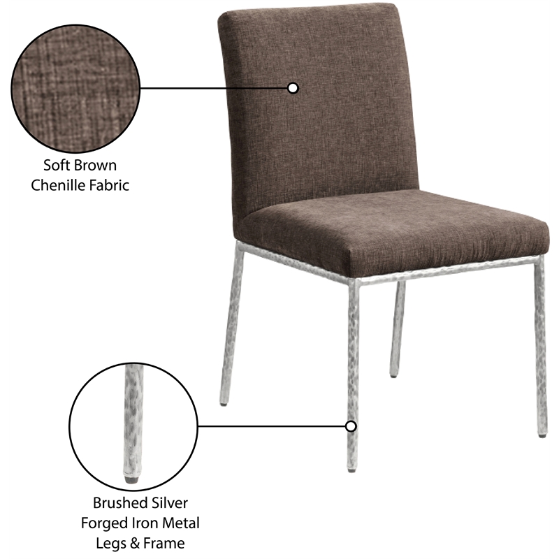 Meridian Furniture Reeves Brown Chenille Fabric Dining Side Chair (Set of 2)