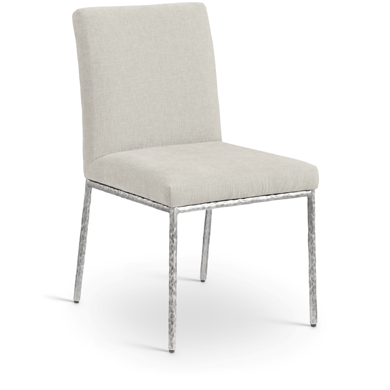 Meridian Furniture Reeves Cream Chenille Fabric Dining Side Chair (Set of 2)