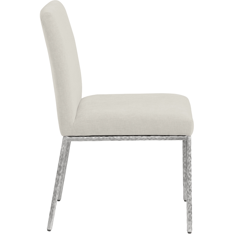 Meridian Furniture Reeves Cream Chenille Fabric Dining Side Chair (Set of 2)