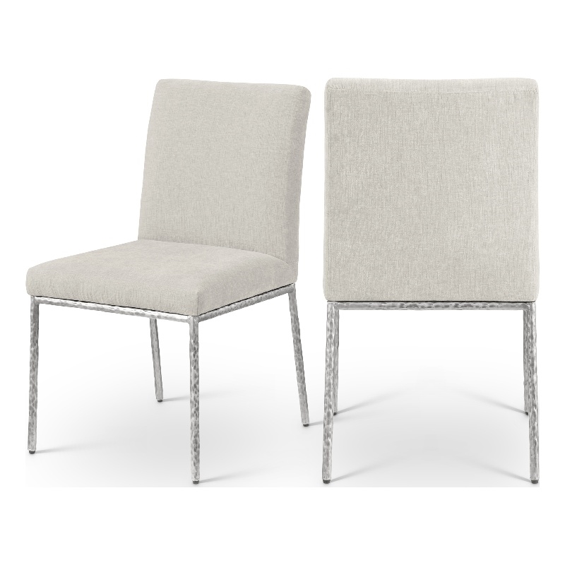 Meridian Furniture Reeves Cream Chenille Fabric Dining Side Chair (Set of 2)