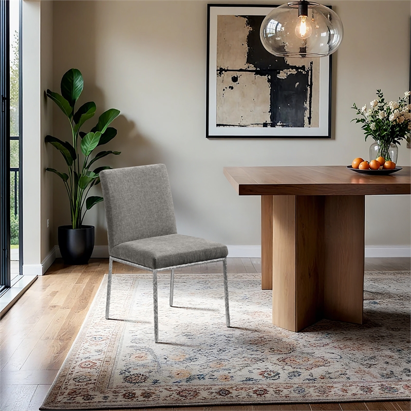 Meridian Furniture Reeves Grey Chenille Fabric Dining Side Chair (Set of 2)