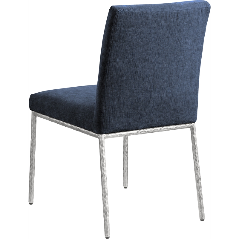 Meridian Furniture Reeves Navy Chenille Fabric Dining Side Chair (Set of 2)