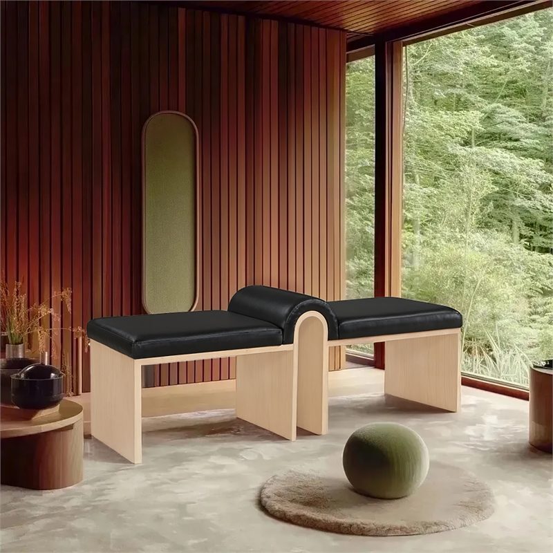 Meridian Furniture Delphine Black Vegan Leather Bench