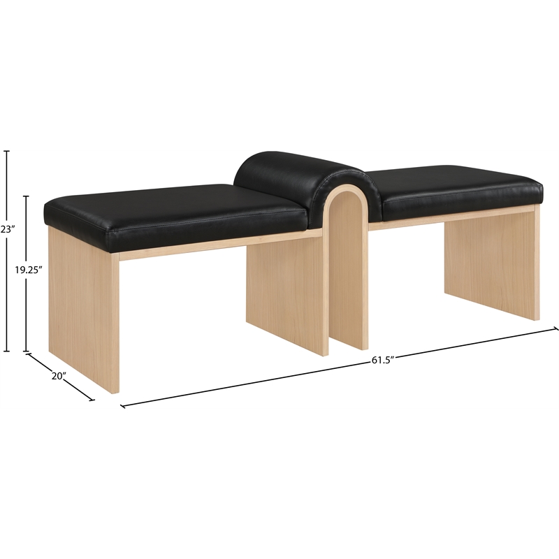 Meridian Furniture Delphine Black Vegan Leather Bench