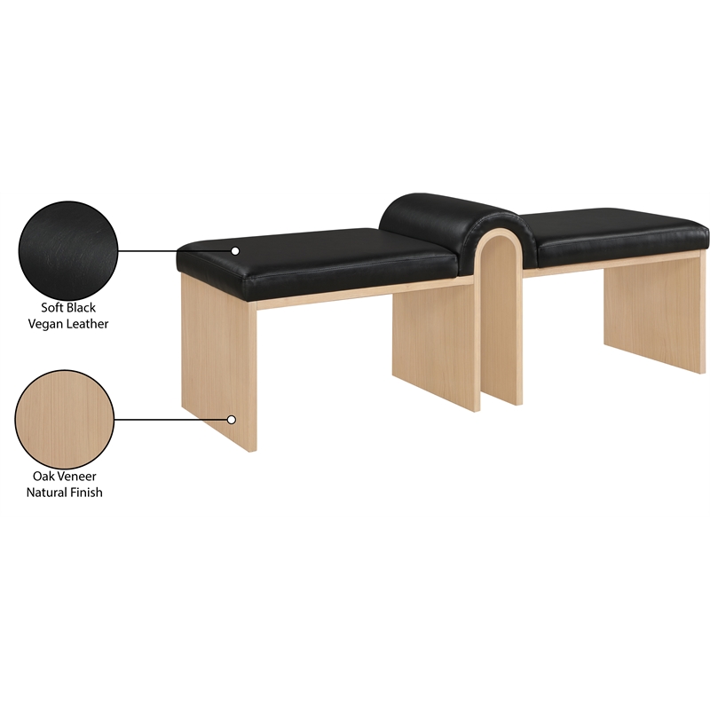 Meridian Furniture Delphine Black Vegan Leather Bench