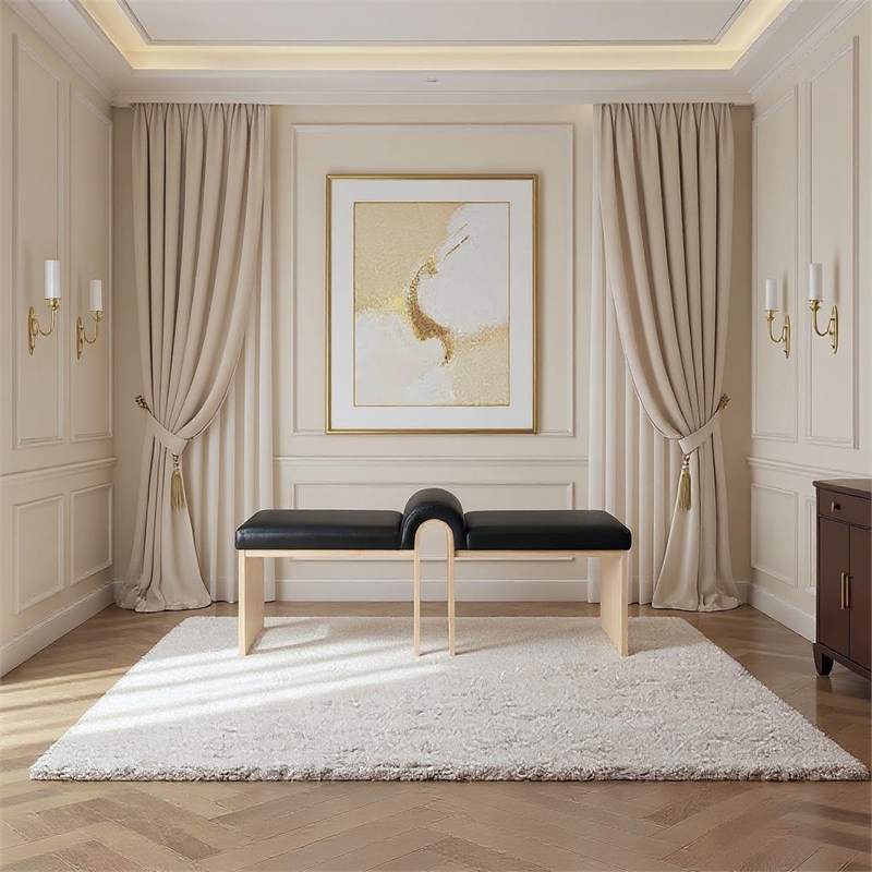 Meridian Furniture Delphine Black Vegan Leather Bench