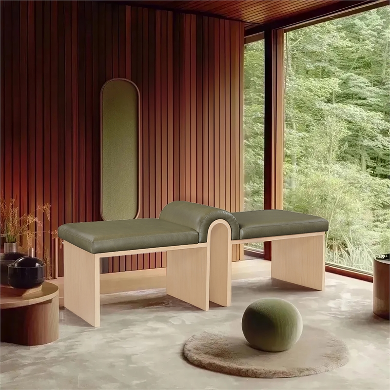 Meridian Furniture Delphine Cognac Vegan Leather Bench
