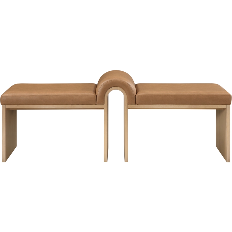 Meridian Furniture Delphine Cognac Vegan Leather Bench