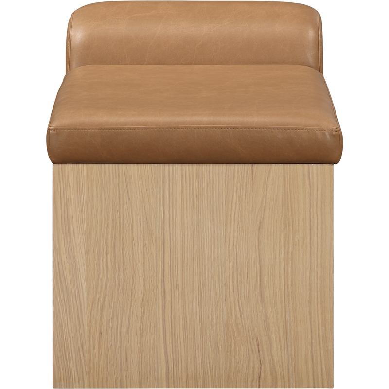 Meridian Furniture Delphine Cognac Vegan Leather Bench