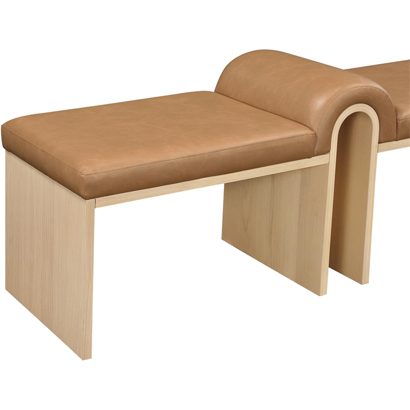 Meridian Furniture Delphine Cognac Vegan Leather Bench
