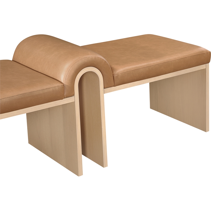 Meridian Furniture Delphine Cognac Vegan Leather Bench