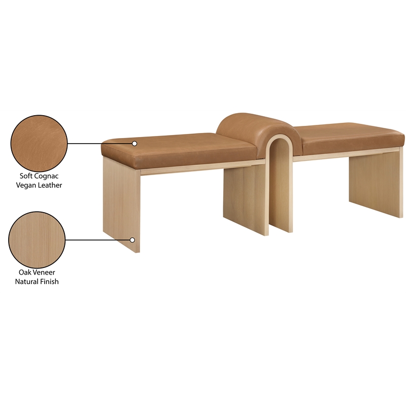 Meridian Furniture Delphine Cognac Vegan Leather Bench