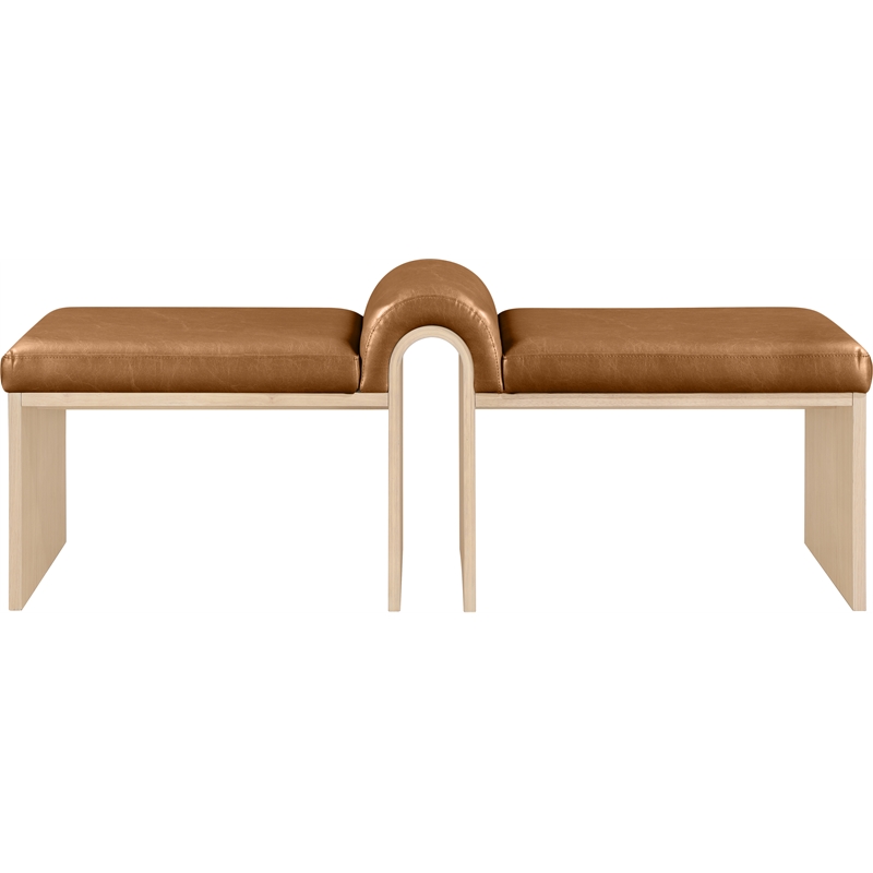 Meridian Furniture Delphine Cognac Vegan Leather Bench