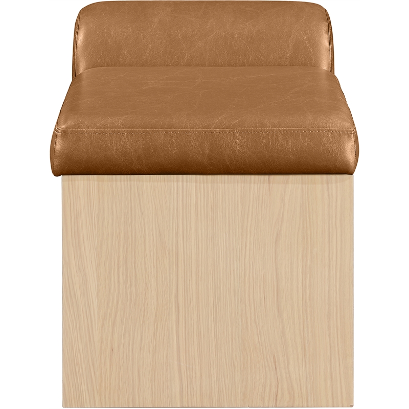 Meridian Furniture Delphine Cognac Vegan Leather Bench