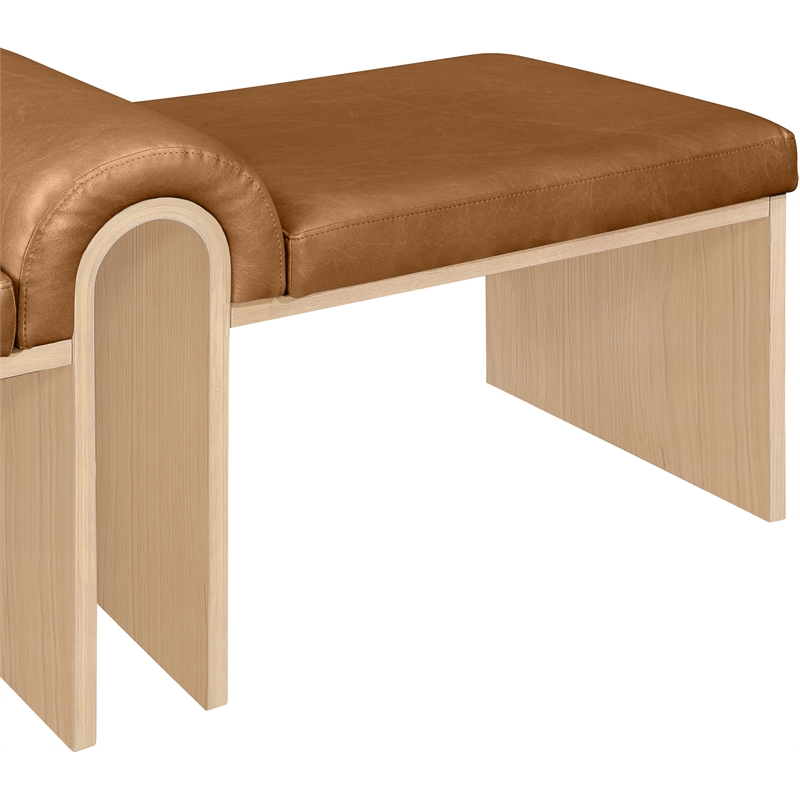 Meridian Furniture Delphine Cognac Vegan Leather Bench
