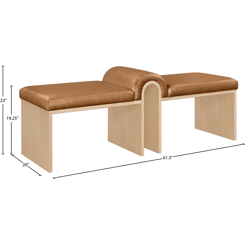 Meridian Furniture Delphine Cognac Vegan Leather Bench