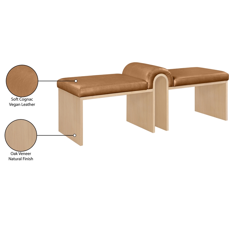 Meridian Furniture Delphine Cognac Vegan Leather Bench