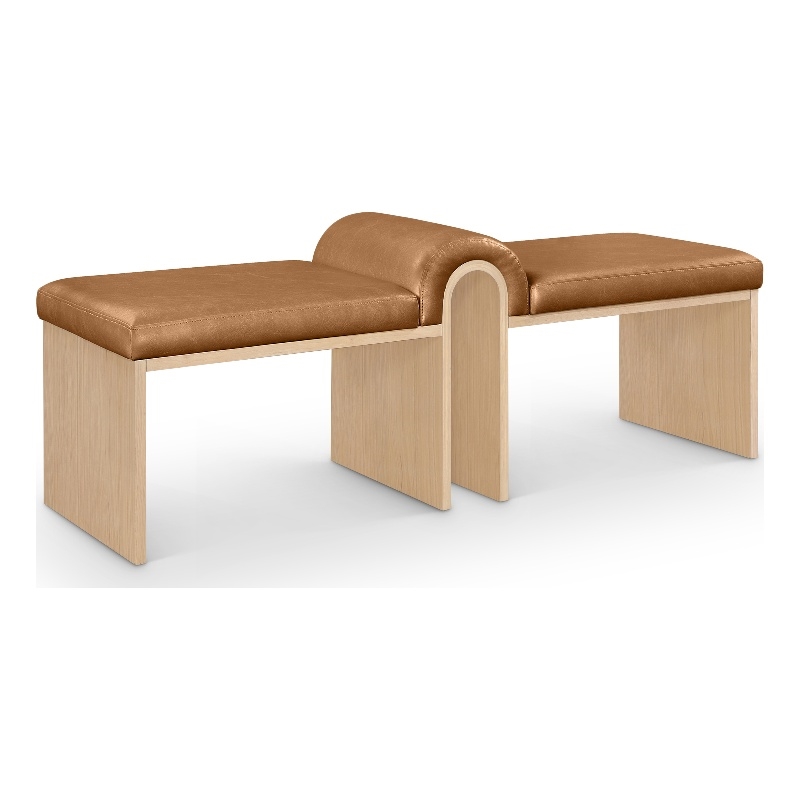 Meridian Furniture Delphine Cognac Vegan Leather Bench