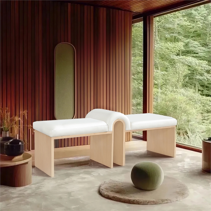 Meridian Furniture Delphine Cream Vegan Leather Bench