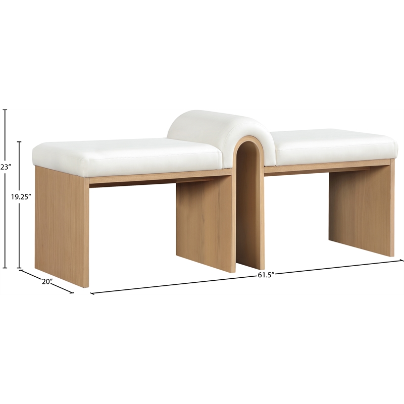 Meridian Furniture Delphine Cream Vegan Leather Bench