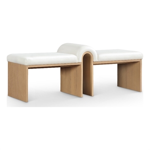 Meridian Furniture Delphine Cream Vegan Leather Bench