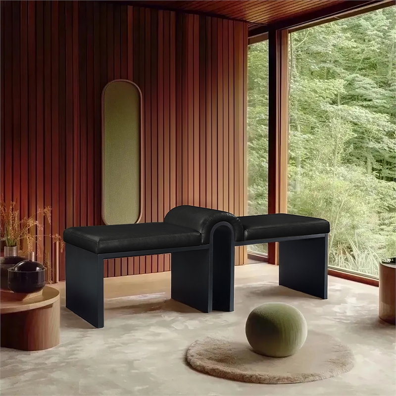 Meridian Furniture Delphine Black Vegan Leather Bench