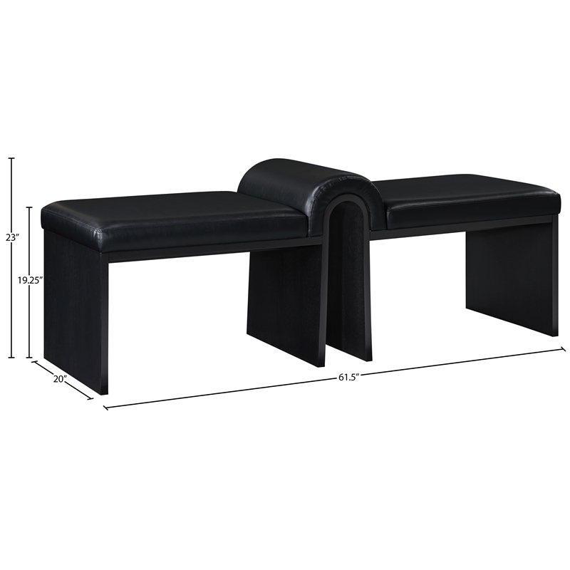 Meridian Furniture Delphine Black Vegan Leather Bench