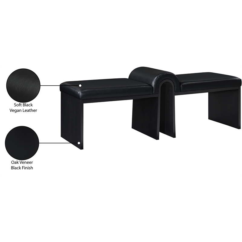 Meridian Furniture Delphine Black Vegan Leather Bench