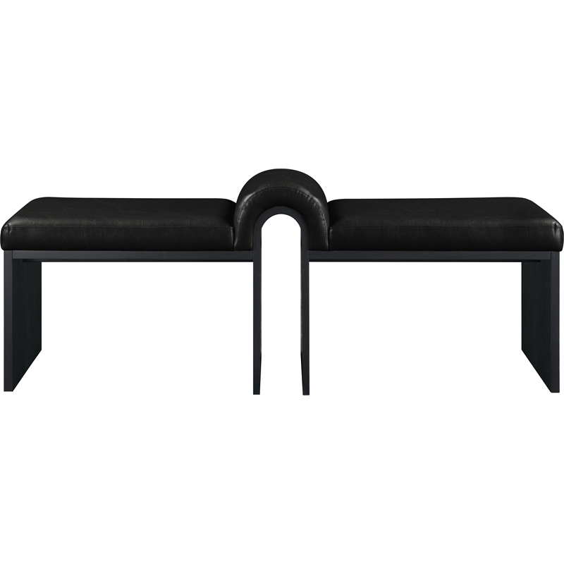 Meridian Furniture Delphine Black Vegan Leather Bench