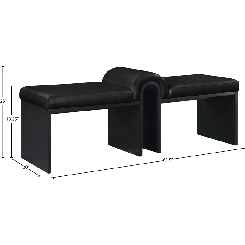 Meridian Furniture Delphine Black Vegan Leather Bench