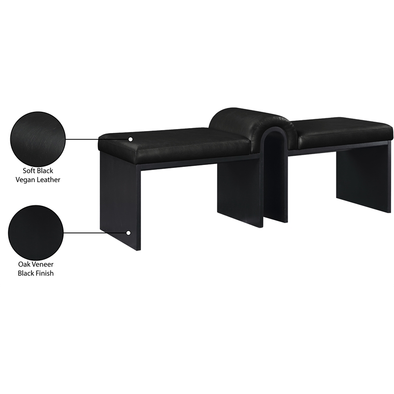 Meridian Furniture Delphine Black Vegan Leather Bench