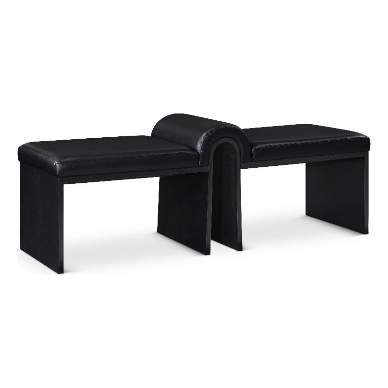 Meridian Furniture Delphine Black Vegan Leather Bench