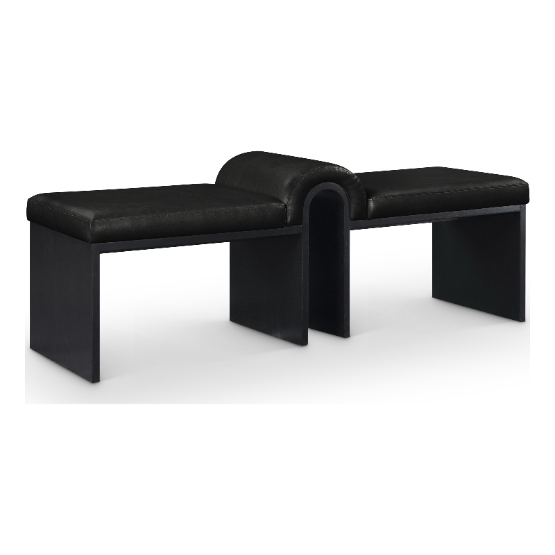 Meridian Furniture Delphine Black Vegan Leather Bench