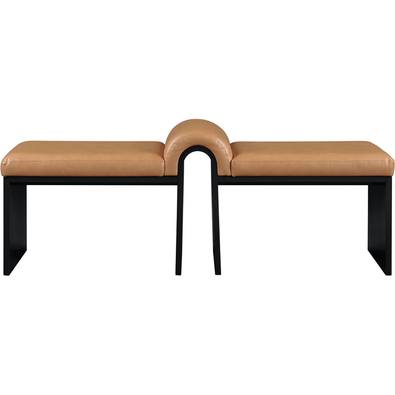 Meridian Furniture Delphine Cognac Vegan Leather Bench