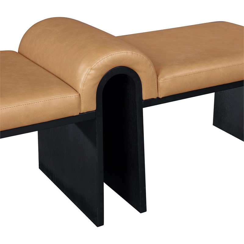 Meridian Furniture Delphine Cognac Vegan Leather Bench