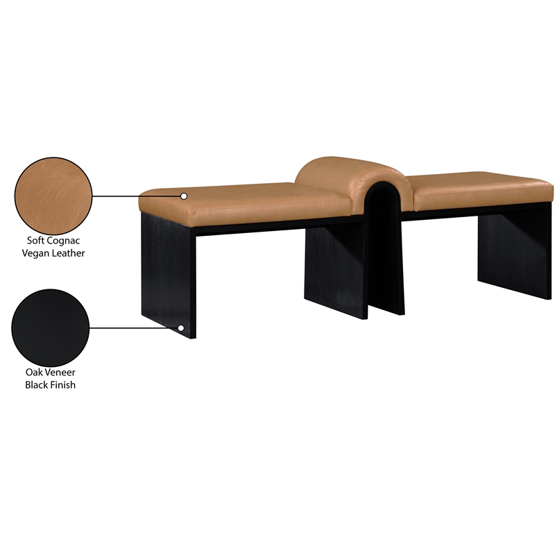 Meridian Furniture Delphine Cognac Vegan Leather Bench
