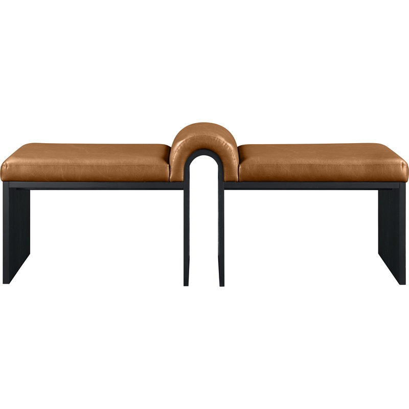 Meridian Furniture Delphine Cognac Vegan Leather Bench