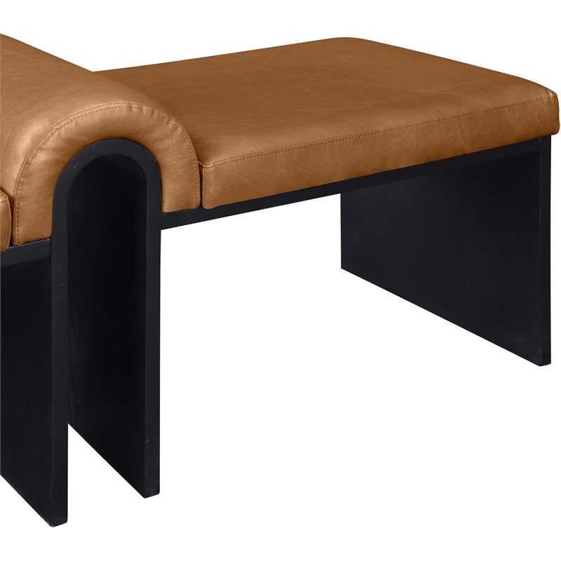 Meridian Furniture Delphine Cognac Vegan Leather Bench