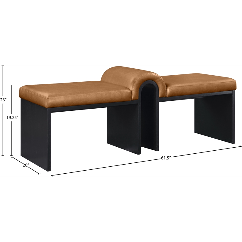 Meridian Furniture Delphine Cognac Vegan Leather Bench
