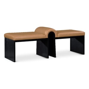 Meridian Furniture Delphine Cognac Vegan Leather Bench