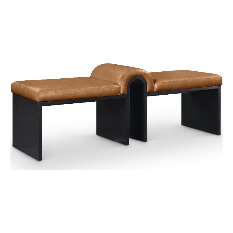 Meridian Furniture Delphine Cognac Vegan Leather Bench