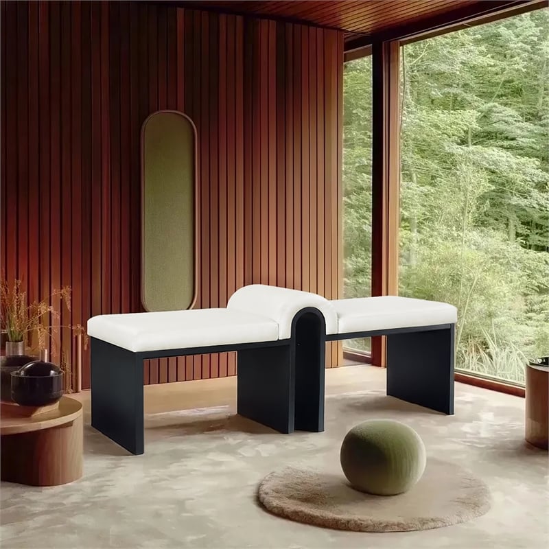 Meridian Furniture Delphine Cream Vegan Leather Bench