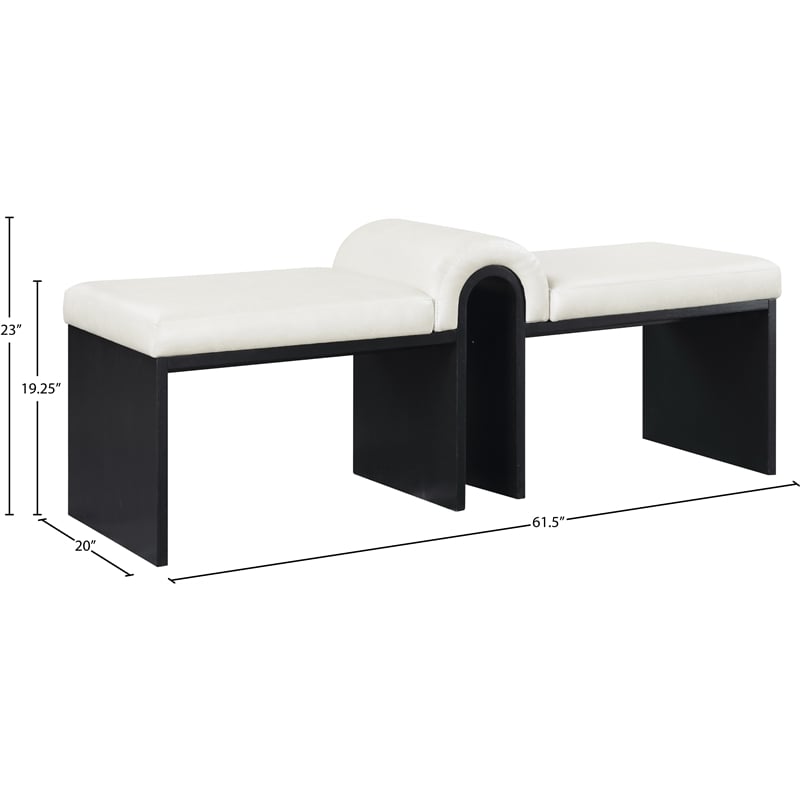 Meridian Furniture Delphine Cream Vegan Leather Bench