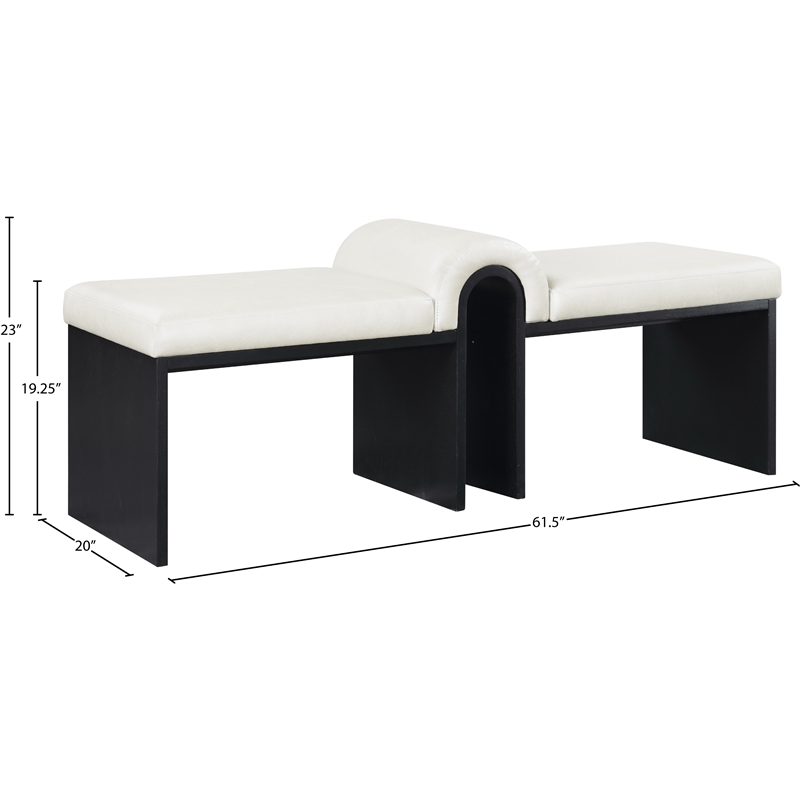 Meridian Furniture Delphine Cream Vegan Leather Bench