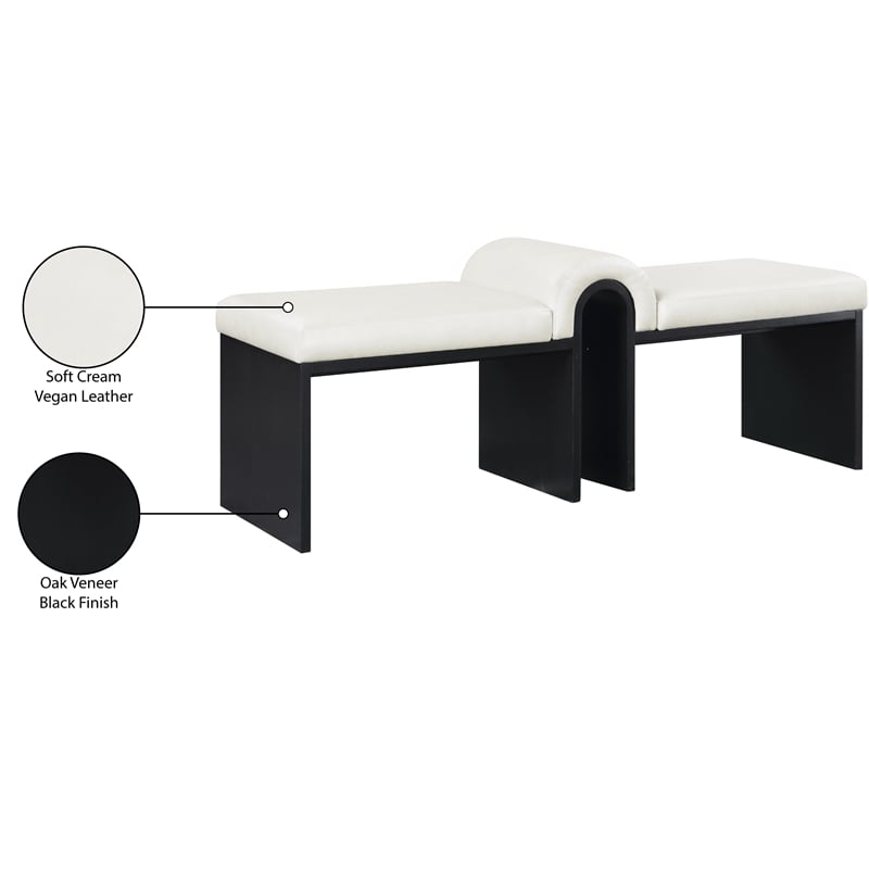 Meridian Furniture Delphine Cream Vegan Leather Bench